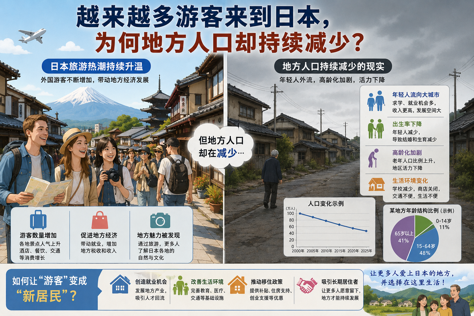 越来越多游客来到日本,为何地方人口却持续减少? 越来越多游客来到日本,为何地方人口却持续减少?